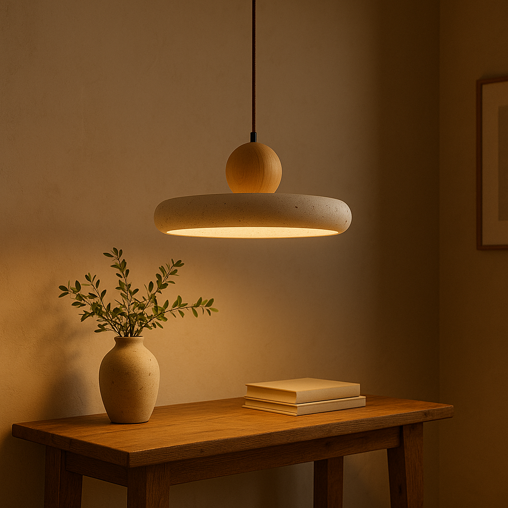 Travertine Wood Pendant Lamp 2