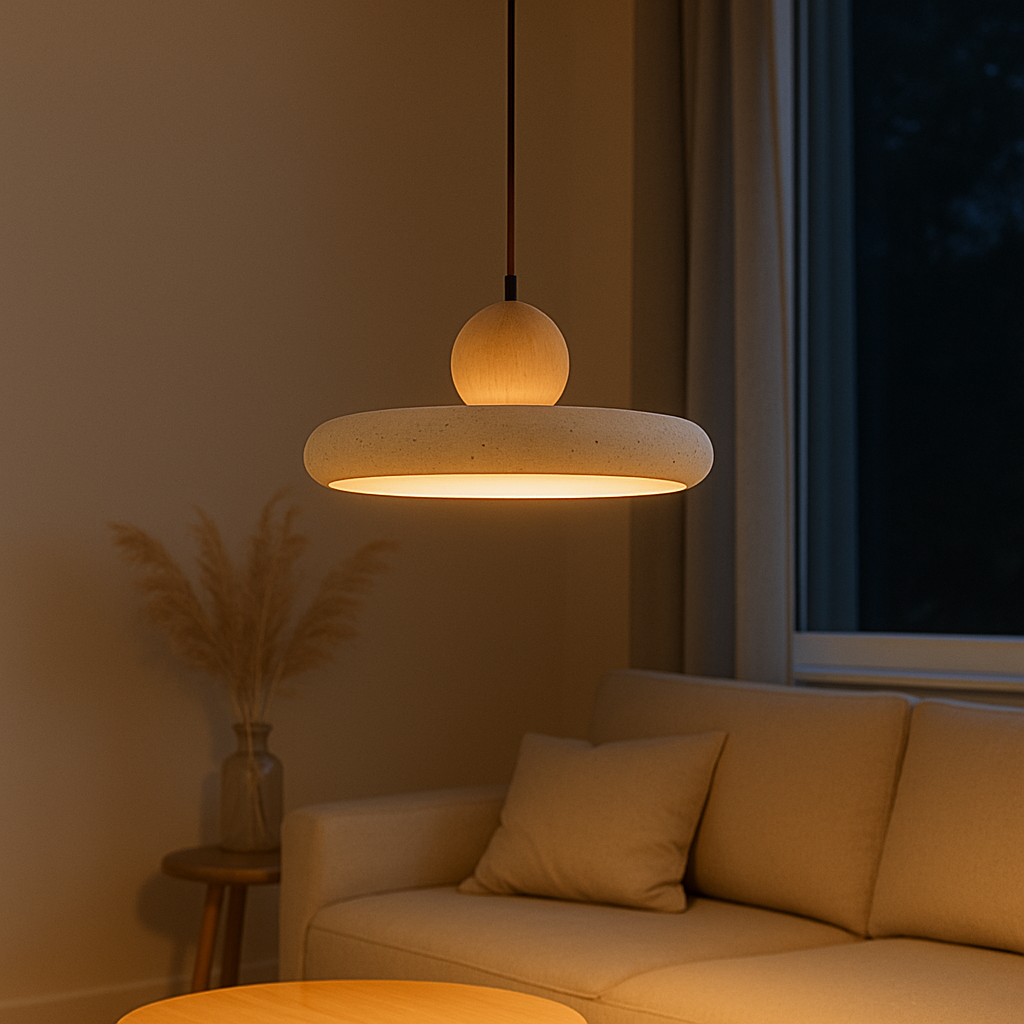 Travertine Wood Pendant Lamp 4