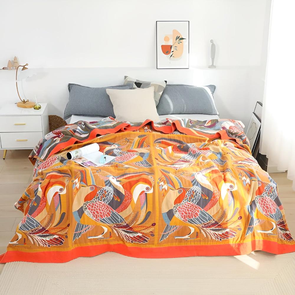 Colorful Bird Design Throw Blanket