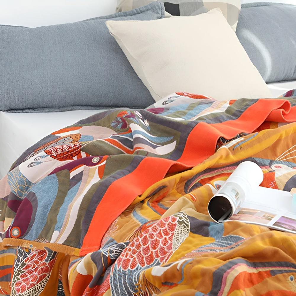 Colorful Bird Design Throw Blanket