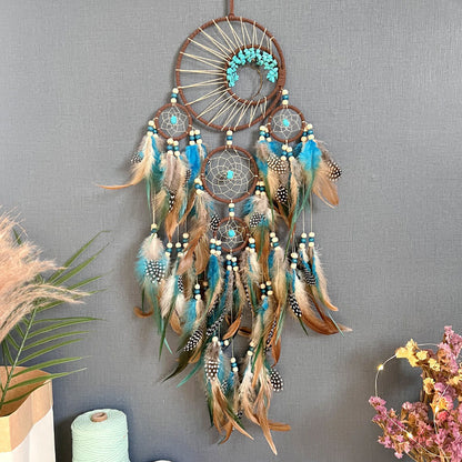Blue Natural Gemstone Wall Hanging Dreamcatcher Decor - Fesara