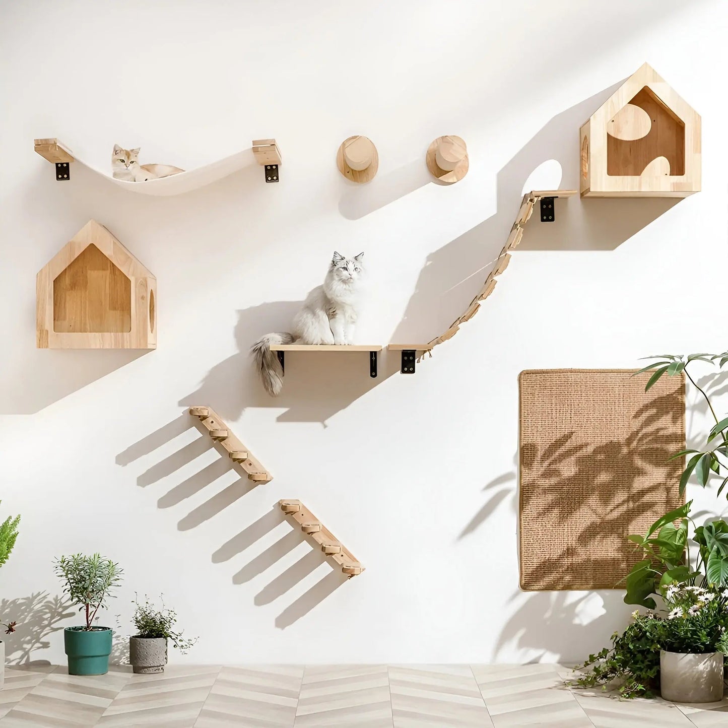 Cat Climbing Wall Shelf with Scratch Post