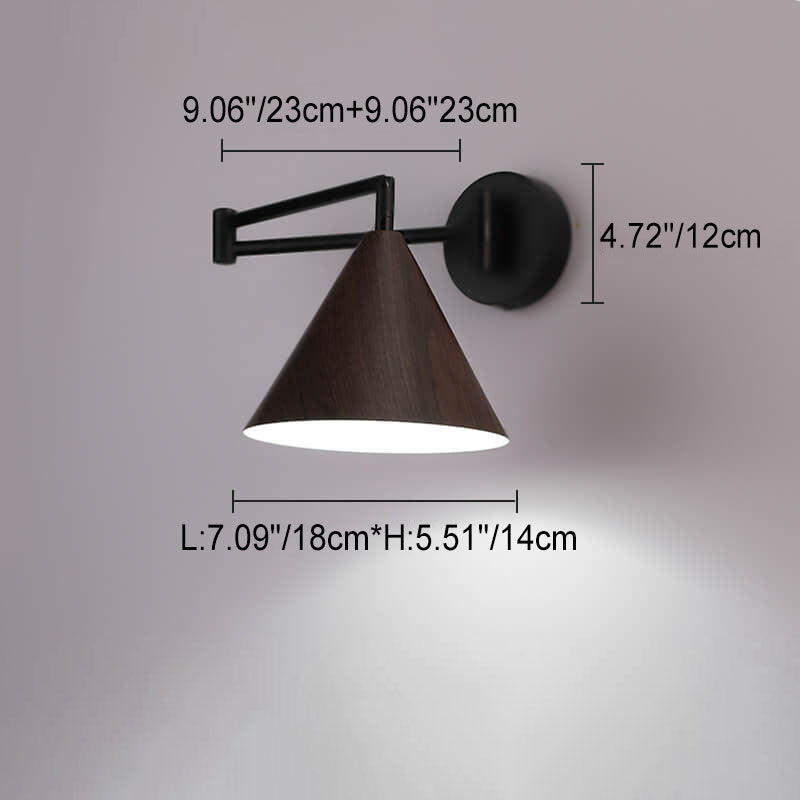 Rustic Wooden 1-Light Adjustable Wall Lamp