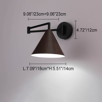 Rustic Wooden 1-Light Adjustable Wall Lamp