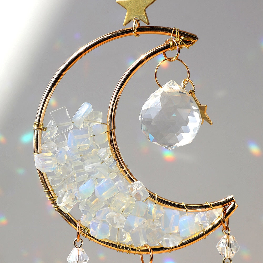 Sparkling Crystal Moon Window Decor