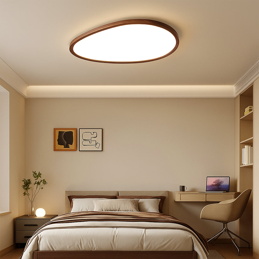 Slim Dark Wood LED Ceiling Light - Fesara