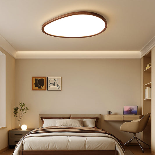 Slim Dark Wood LED Ceiling Light - Fesara