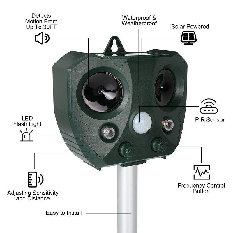 Ultrasonic Bird + Pest Repeller Solar Powered - Long Range 1