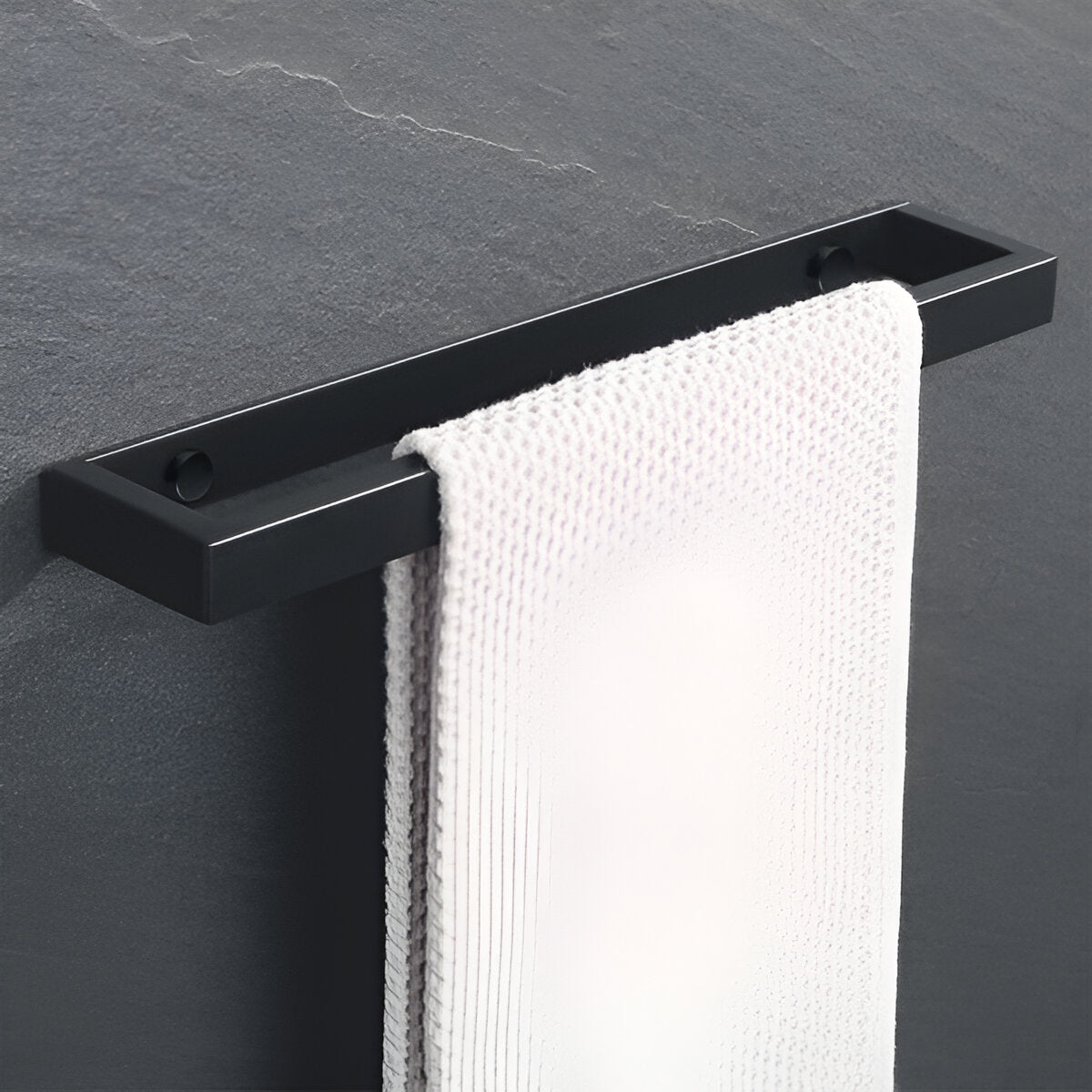 Sleek Black Metal Towel Holder
