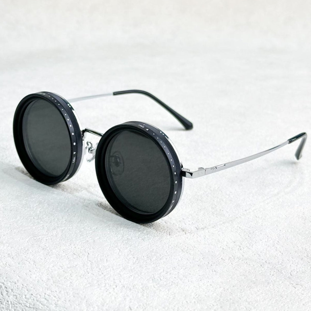 Versatile Round Sunglasses - Adjustable Shade - Slim Metal Frame - Fesara