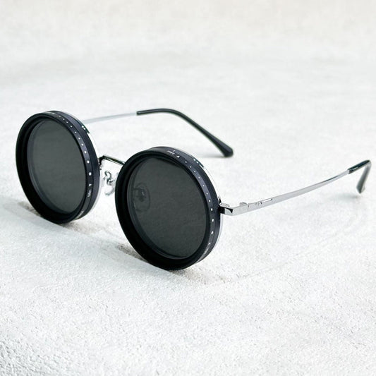 Versatile Round Sunglasses - Adjustable Shade - Slim Metal Frame - Fesara