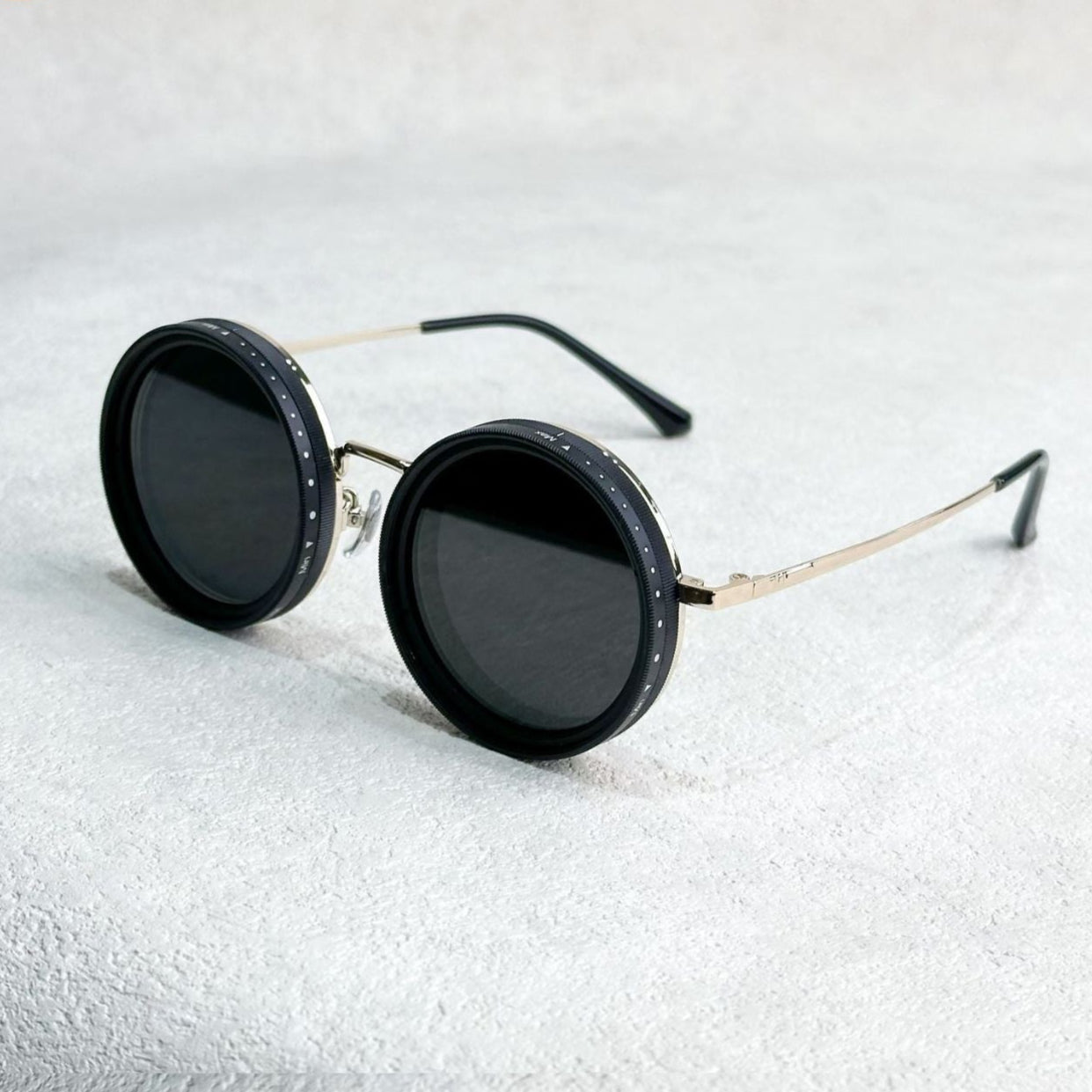 Versatile Round Sunglasses - Adjustable Shade - Slim Metal Frame