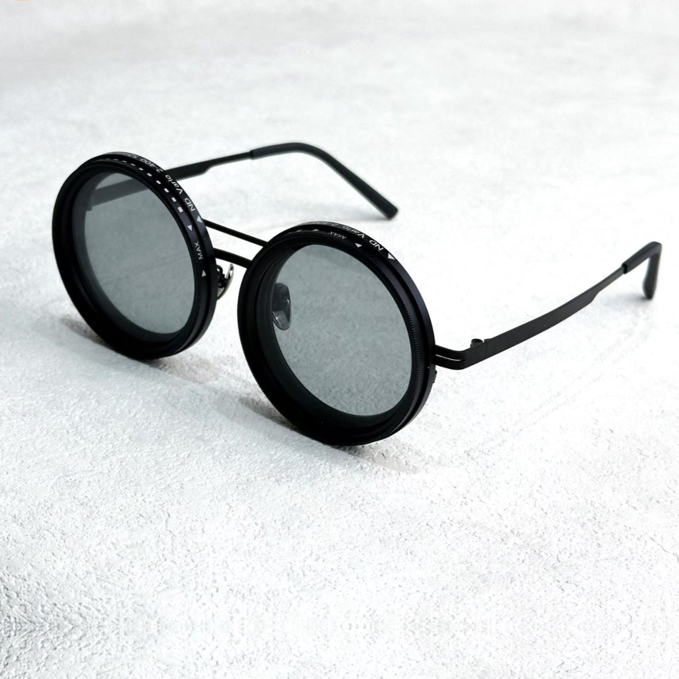 Versatile Round Sunglasses - Adjustable Shade - Slim Metal Frame