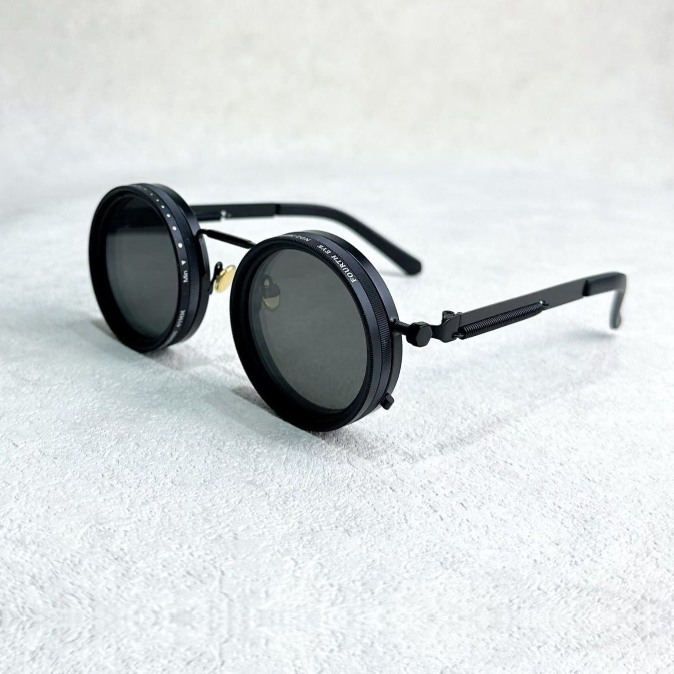 Versatile Round Sunglasses - Adjustable Shade - Slim Metal Frame