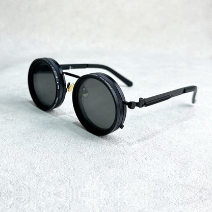 Versatile Round Sunglasses - Adjustable Shade - Slim Metal Frame