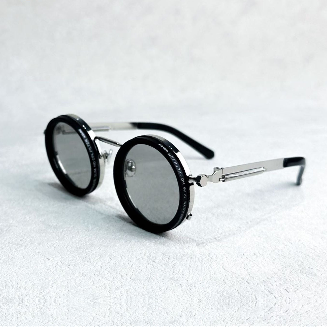 Versatile Round Sunglasses - Adjustable Shade - Slim Metal Frame