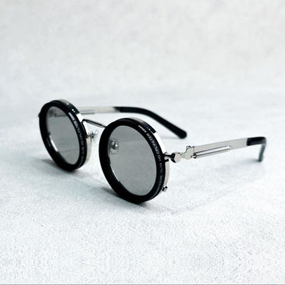 Versatile Round Sunglasses - Adjustable Shade - Slim Metal Frame