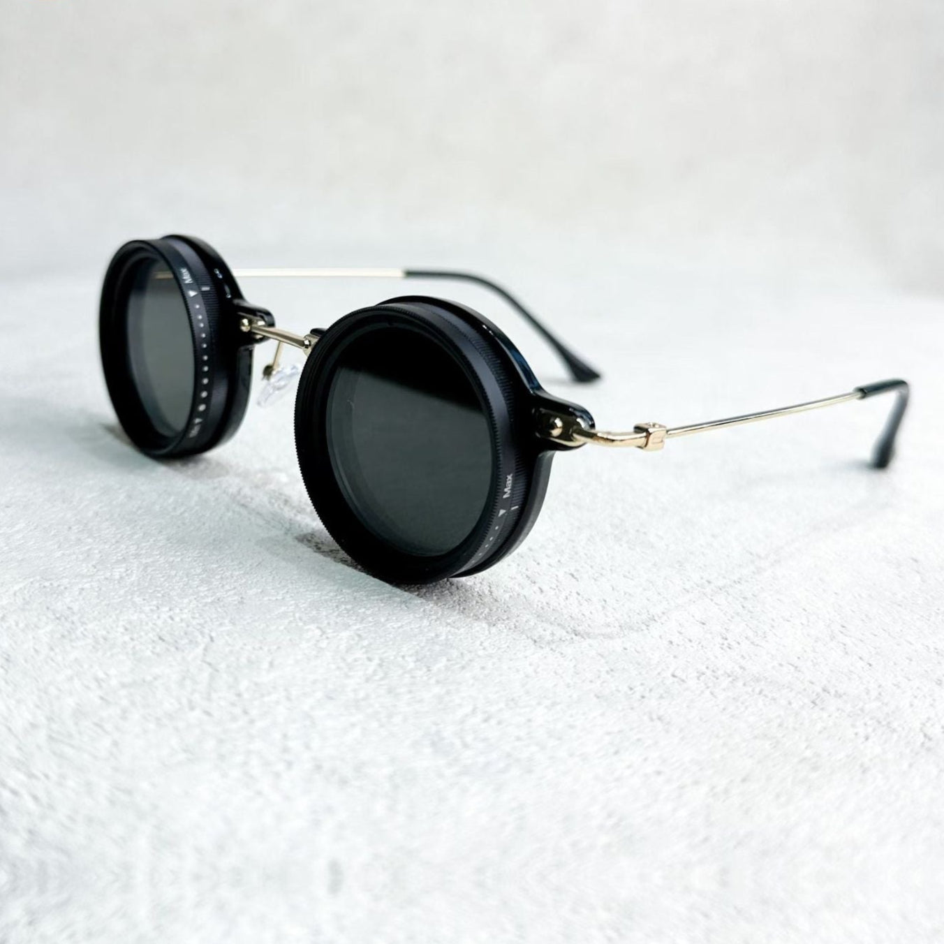 Versatile Round Sunglasses - Adjustable Shade - Slim Metal Frame