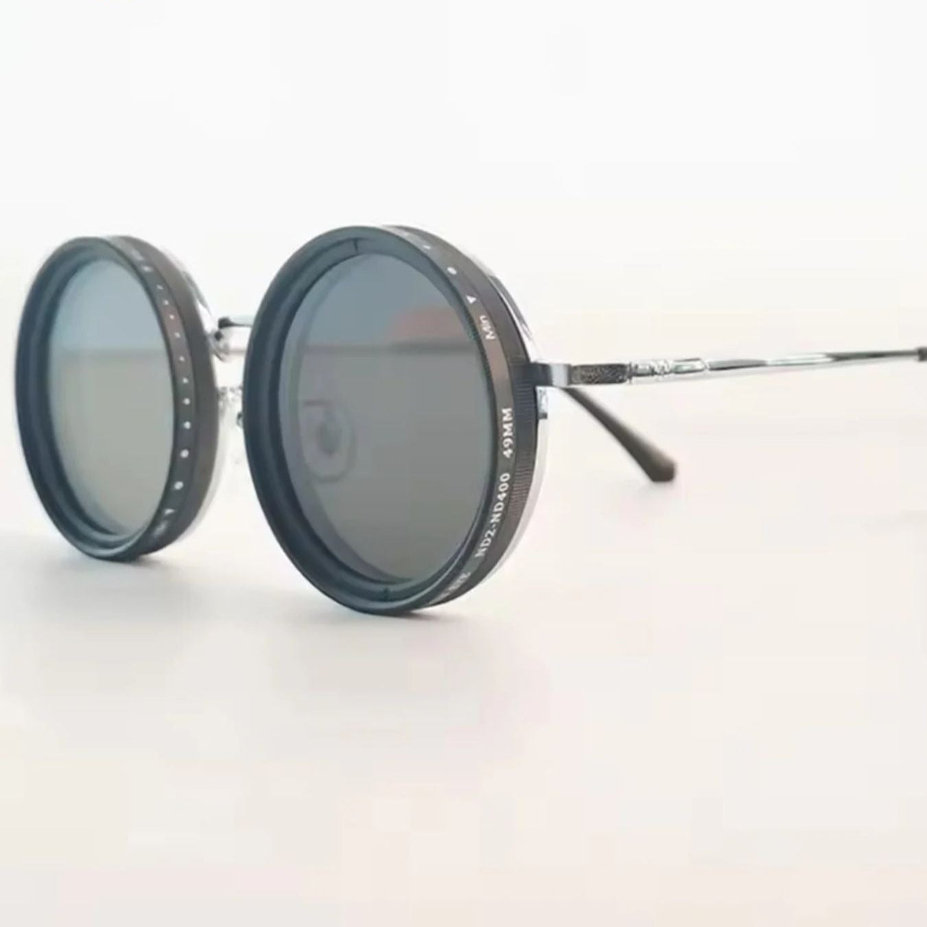 Versatile Round Sunglasses - Adjustable Shade - Slim Metal Frame