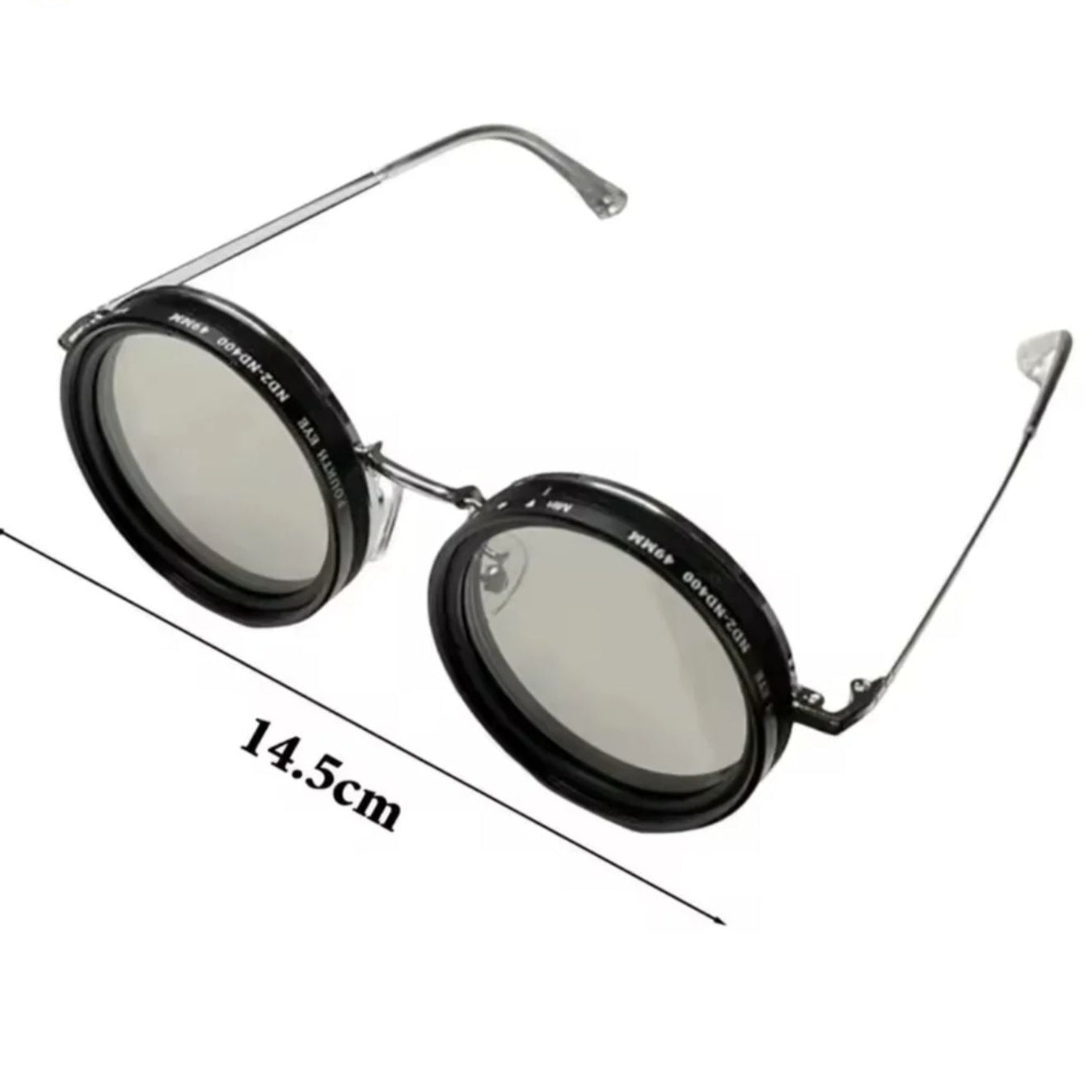 Versatile Round Sunglasses - Adjustable Shade - Slim Metal Frame