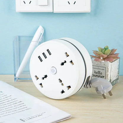 Compact Power Strip with USB and Retractable Cord