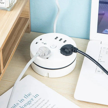 Compact Power Strip with USB and Retractable Cord - Fesara