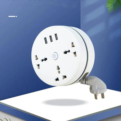 Compact Power Strip with USB and Retractable Cord