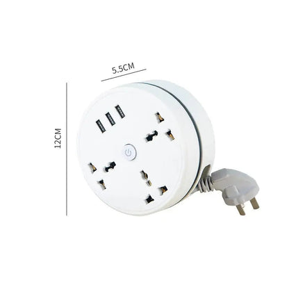 Compact Power Strip with USB and Retractable Cord