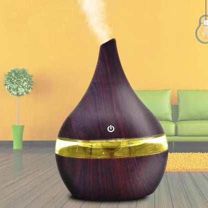 Natural Wood Electric Cool Mist Humidifier Oil Diffuser