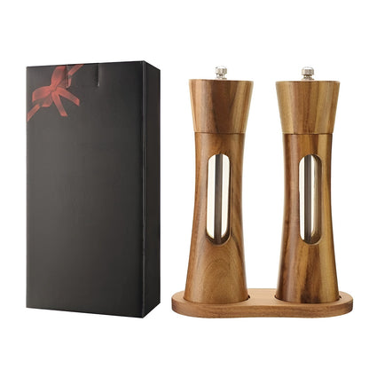 Classic Wooden Salt Pepper Grinder Set with Adjustable Coarseness