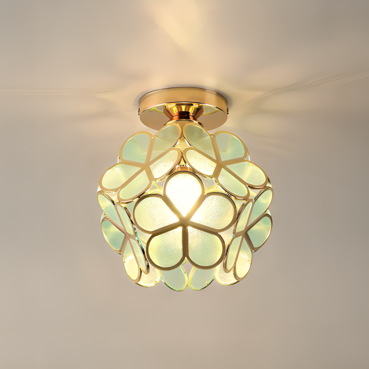 Vintage Floral Glass Pendant Light - Fesara
