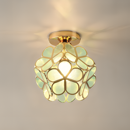 Vintage Floral Glass Pendant Light - Fesara