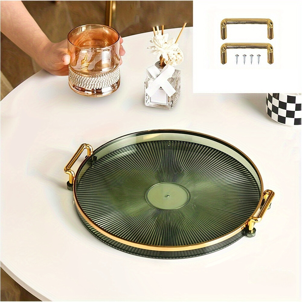 Elegant Gold Serving Platter with Luxury Handles