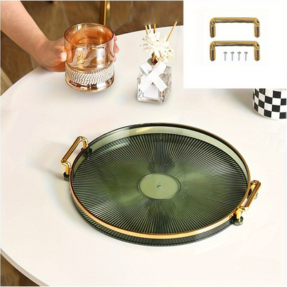 Elegant Gold Serving Platter with Luxury Handles