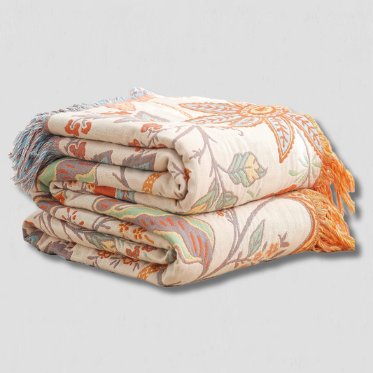 Colorful Fringe Decorative Throw Blanket - Fesara