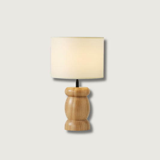 Natural Wood Table Lamp with Stone Base - Fesara