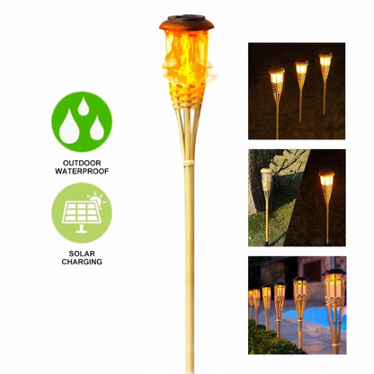 Outdoor Solar Powered Garden Torch Lights Set