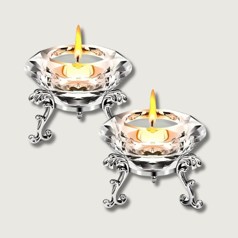 Clear Glass Candle Holder Set - Fesara