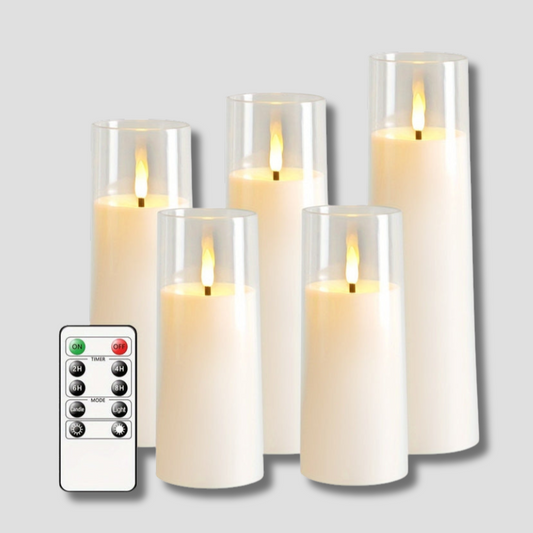 Warm White 5 Piece LED Candle Set - Fesara