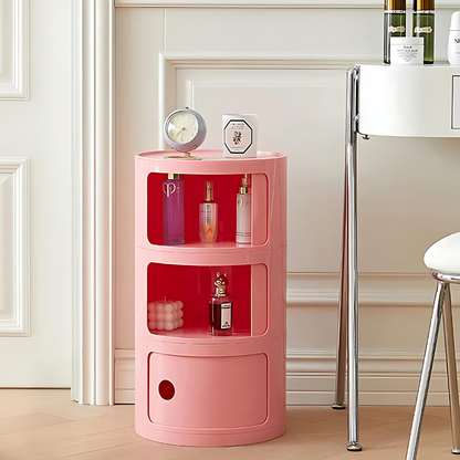 Round Accent Table with Storage and Shelf