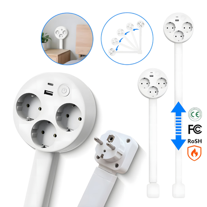 Adjustable Wall Mount Power Outlet with USB
