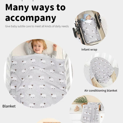 Cozy Baby Blanket with Sheep Design - Plush Stroller Blanket