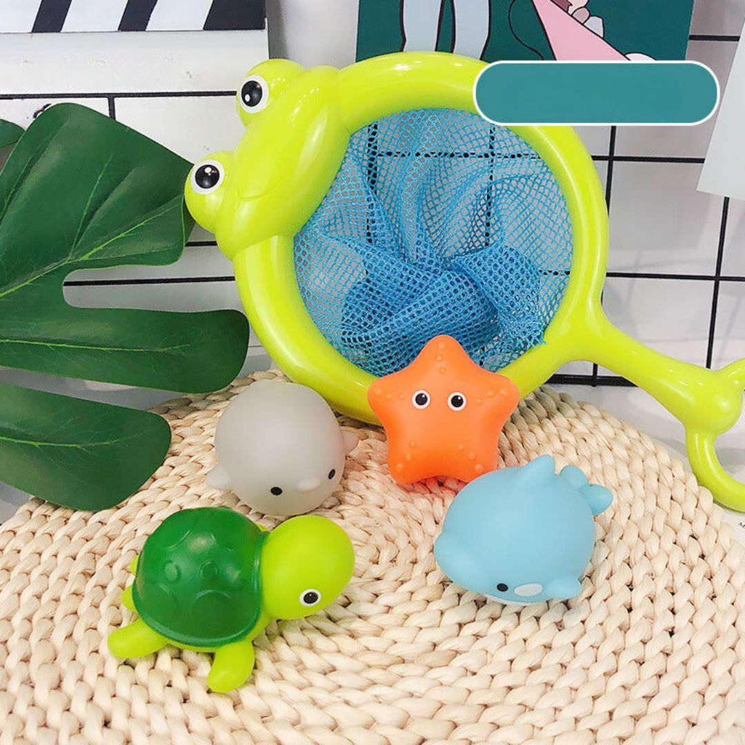 Bright Rubber Bath Toy with Mesh Net - Fesara