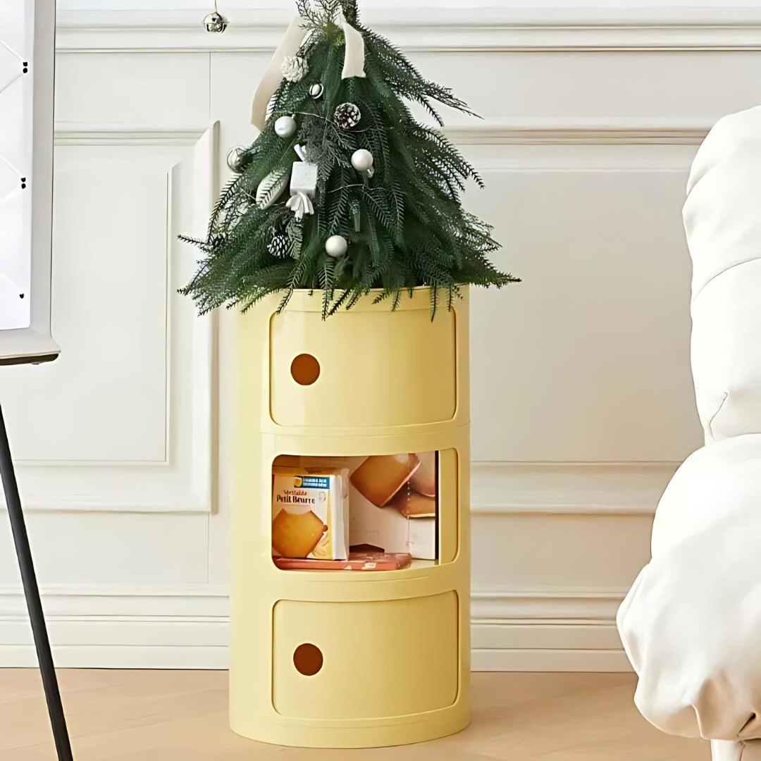 Round Accent Table with Storage and Shelf