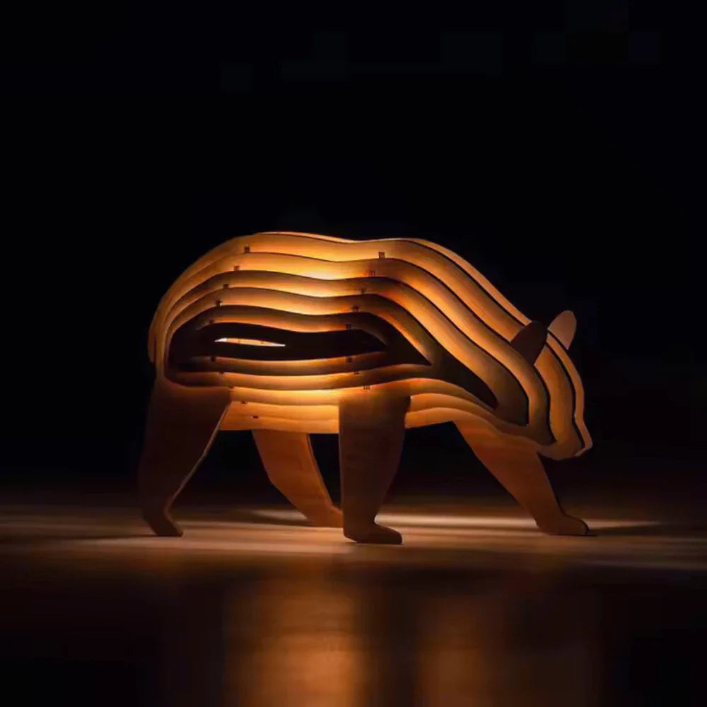 Handcrafted Woodland Animal Table Lamp