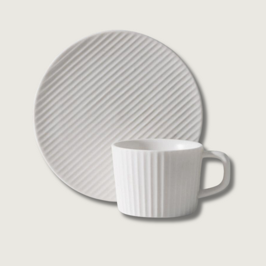 Classic Ceramic Coffee Mug Set in Gray and White - Fesara
