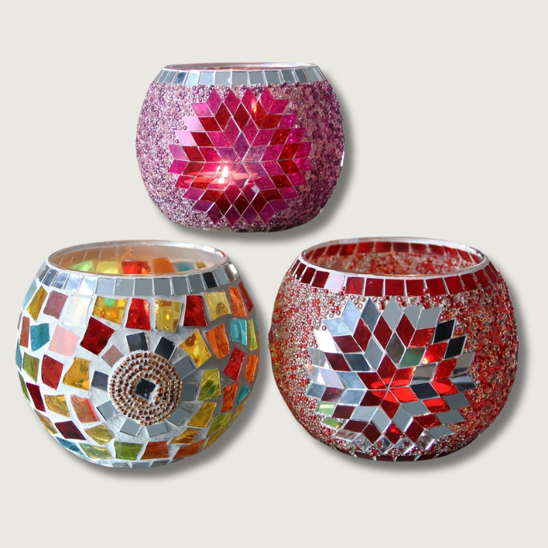 Vibrant Glass Tea Light Containers - Fesara