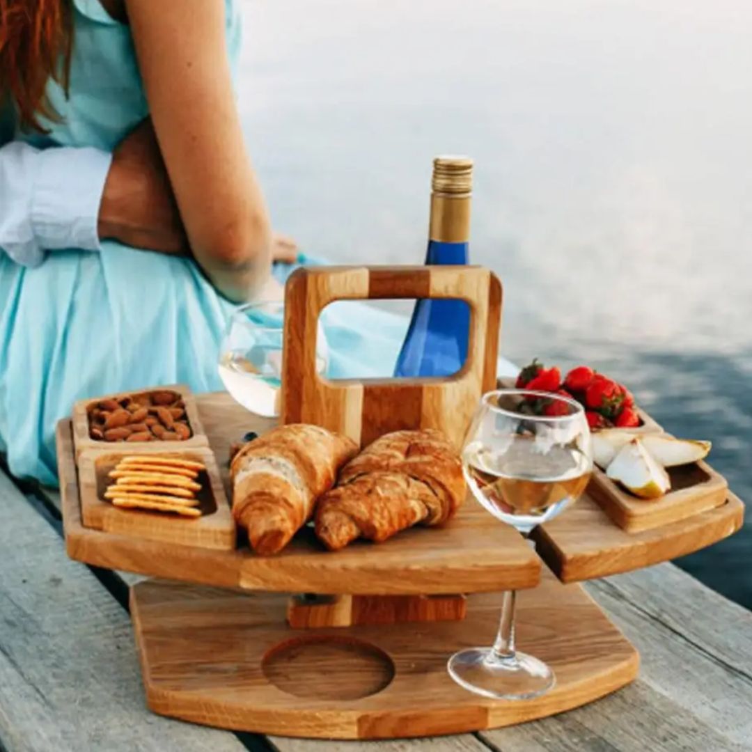 Collapsible Wooden Outdoor Wine Bar Table