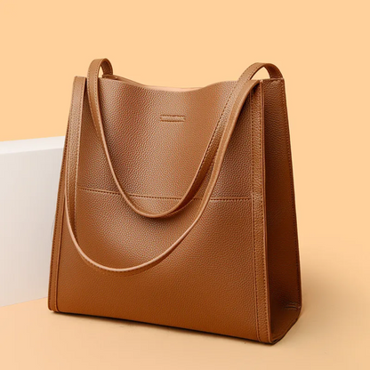 Spacious Genuine Leather Tote Bag - Fesara