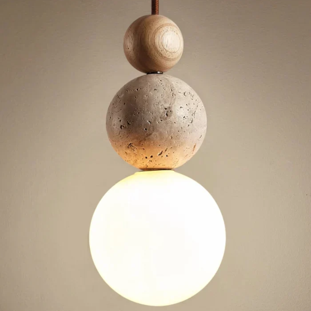 Stylish Stone and Wood Pendant Lighting